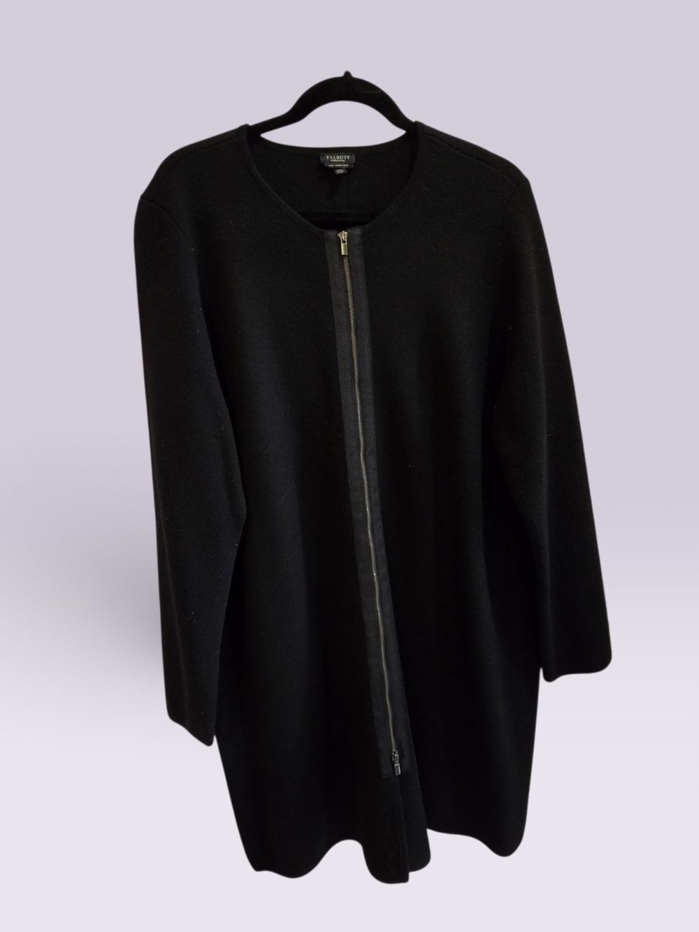 Talbots Black Long-Sleeve Zip-Front Sweater